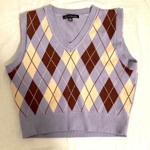 Haute Monde Purple/Brown/Crème sweater vest. Only worn once!